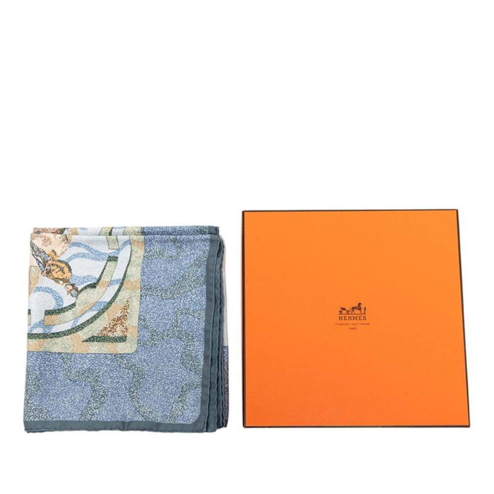 HERMES Blue Silk Scarf - Picture 8 of 8